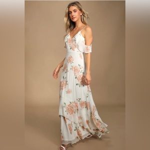 Lulus Floral Take You‎ There Maxi Dress White Pink S wedding summer resort boho